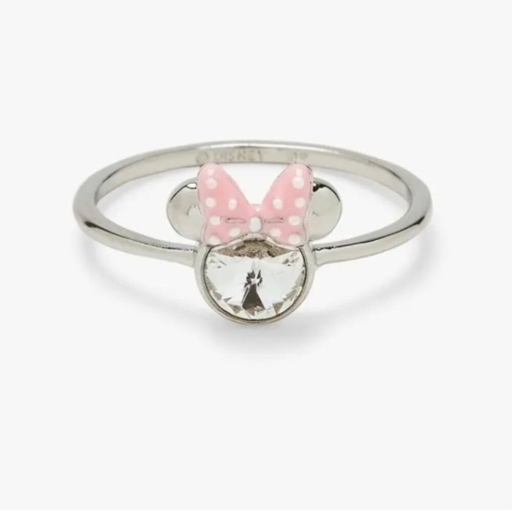 DISNEY PURA VIDA Pink Minnie Bow & Gemstone Silver Ring